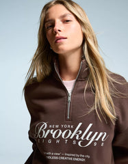 Printed zip-up neck sweatshirt