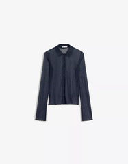 Long sleeve tulle T-shirt with rhinestones