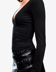 Long sleeve T-shirt with gathering