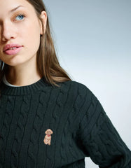 Cable-knit sweater with embroidery