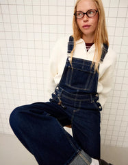 Oversize denim jumpsuit with straps