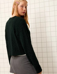 Cable-knit sweater with embroidery