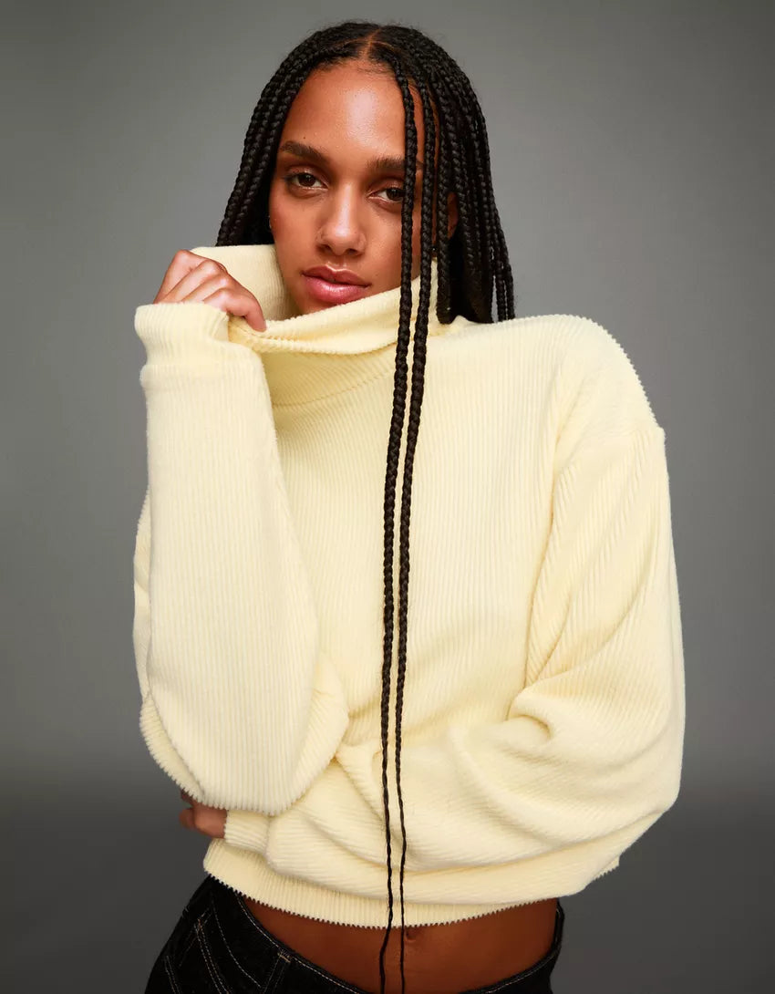 High neck ribbed sweater