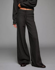 Soft ribbed wide-leg pants