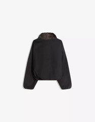 Denim jacket with faux fur collar