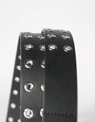 Faux leather belt with eyelets