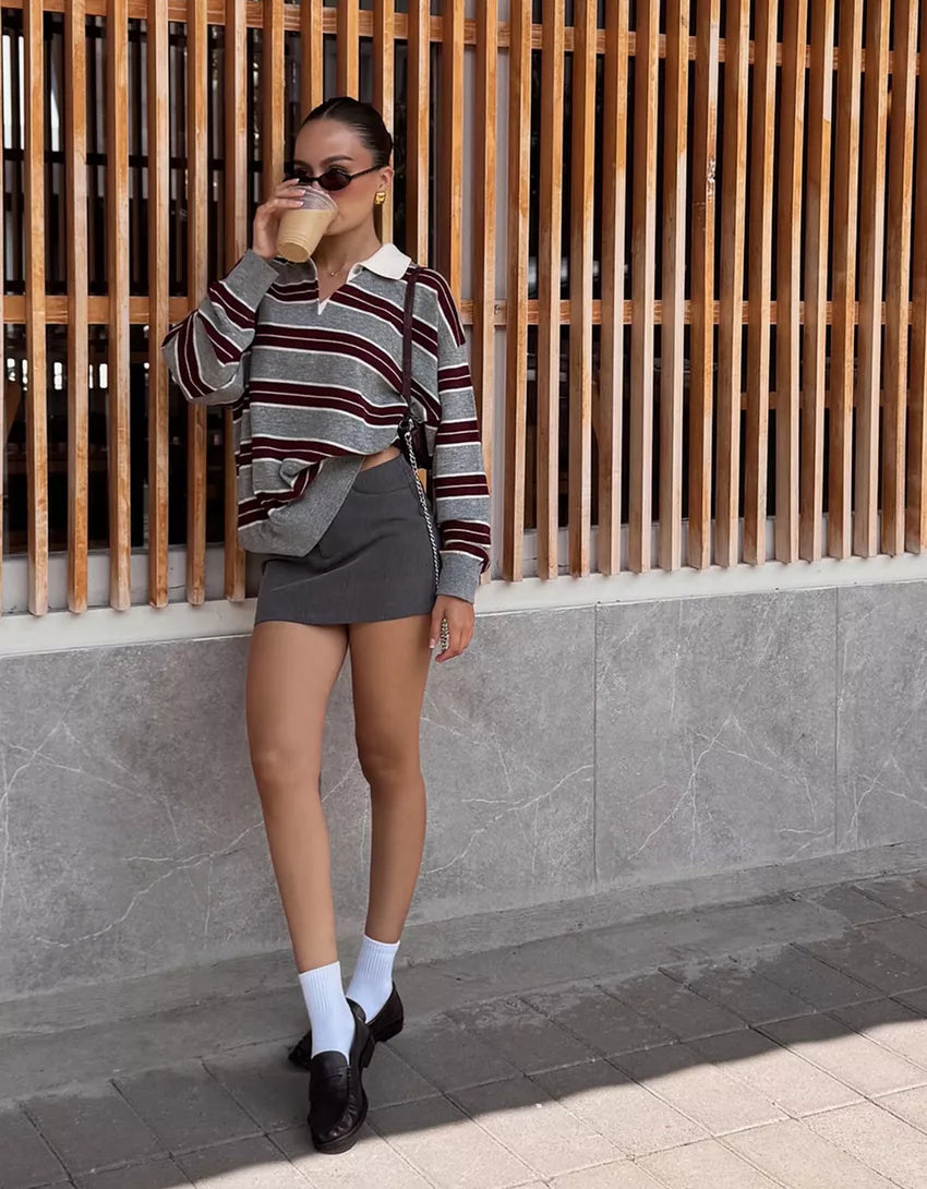 Sweater with polo collar