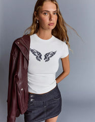 Short sleeve studded print T-shirt