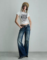 Short sleeve T-shirt with studs and print