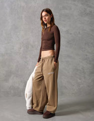 Embroidered plush joggers