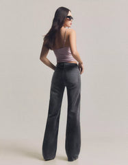 Velvet-effect bootcut jeans