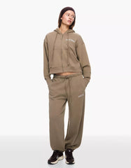 Embroidered zip-up hooded sweatshirt