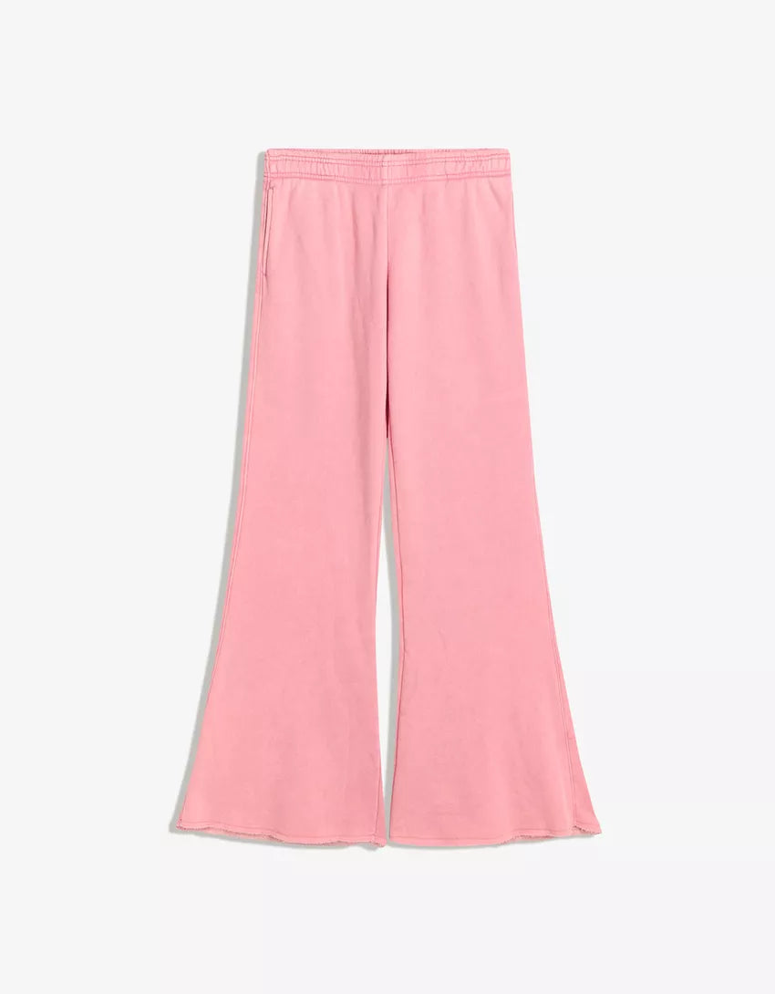 Plush flared pants with frayed hems