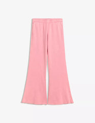 Plush flared pants with frayed hems