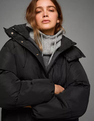 Long puffer coat with hood