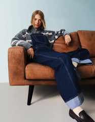Oversize denim jumpsuit with straps