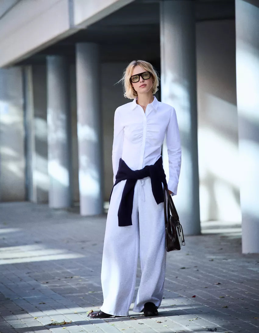 Plush barrel pants with stoppers