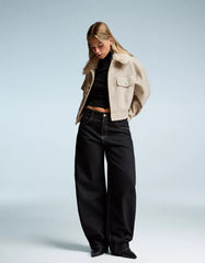 Soft trucker jacket with faux fur collar