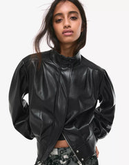 ‘80s leather effect jacket