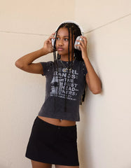 Short sleeve T-shirt with studs and print