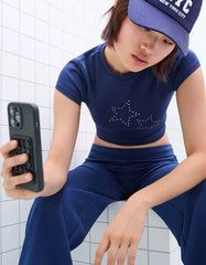 Short sleeve studded T-shirt