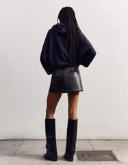 Leather effect mini skirt