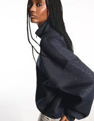 Shiny zip-up sweatshirt