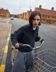 Boxy polo collar sweater