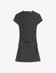 Mini dress with tie belt