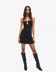 Shimmery mini dress with neckline