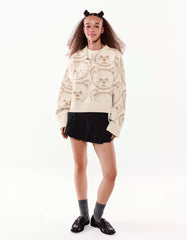 Printed jacquard sweater