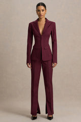 Wonder Woman | Burgundy High Waist Tailored Trousers With Hem Split
