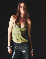 Shimmery embroidered strappy top