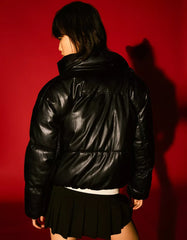 Leather effect puffer jacket