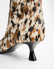 Animal print LEATHER high-heel boots
