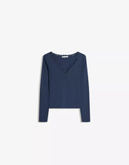 Long sleeve lace-trimmed T-shirt