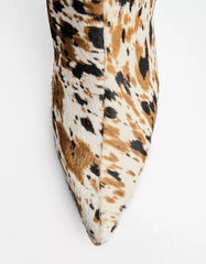 Animal print LEATHER high-heel boots
