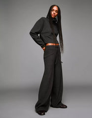 Soft ribbed wide-leg pants