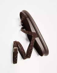 Studded flat slider sandals