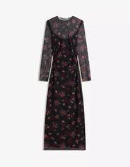 Long sleeve tulle midi dress