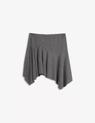 Striped asymmetric mini skirt