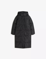 Long puffer coat with hood