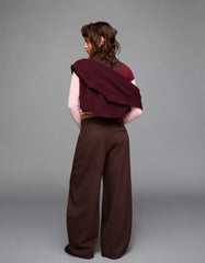 Tailored pants with crossover waistband