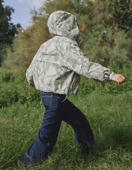 Printed hooded puffer jacket