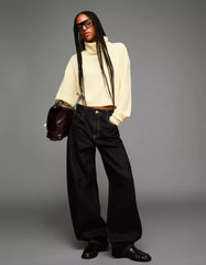 High neck ribbed sweater