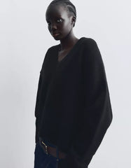 V-neck cropped sweater