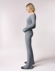 Cable-knit flared pants