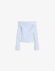 Textured Bardot neck sweater