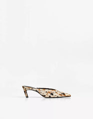 Animal print LEATHER mules