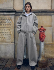 Wool effect barrel trousers